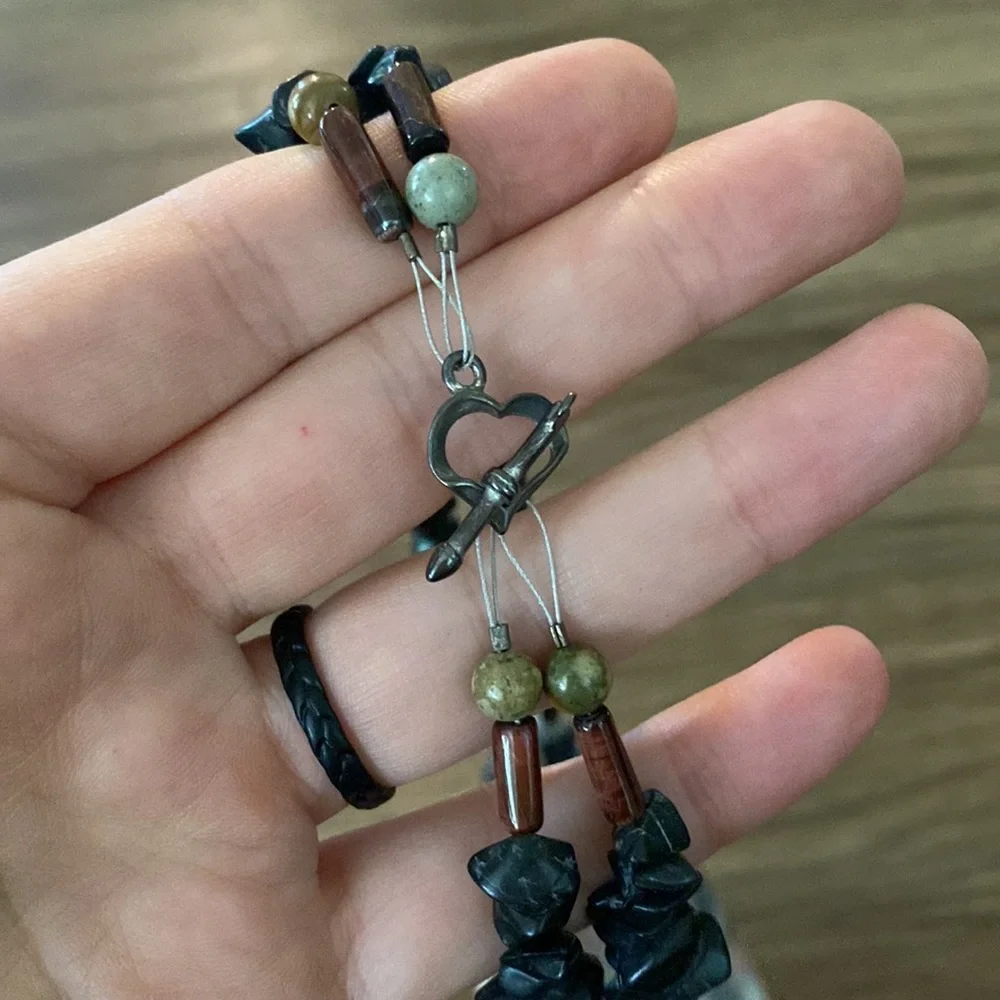 Beautiful artisan large jasper pendent 2 strand necklace Jasper/stone beads - Picture 4 of 9